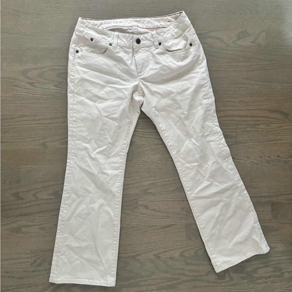 Talbots Signature Boot Cut Jeans Cream Size 12 WP petites EUC
